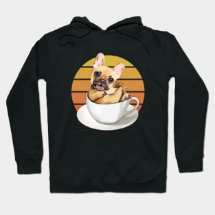 French bulldog lovers, sweet frenchie on coffee cup and sunset Hoodie